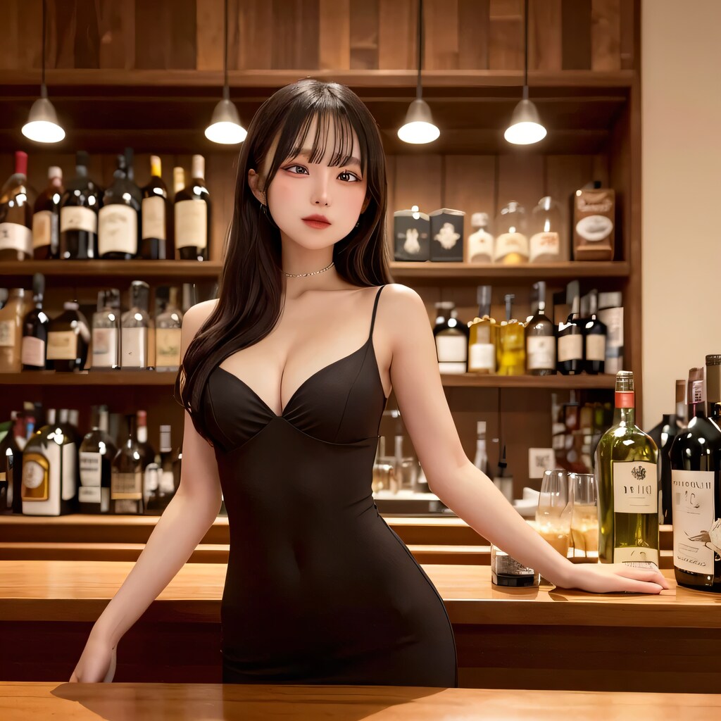 黒髪ロングで酒場の美女５１