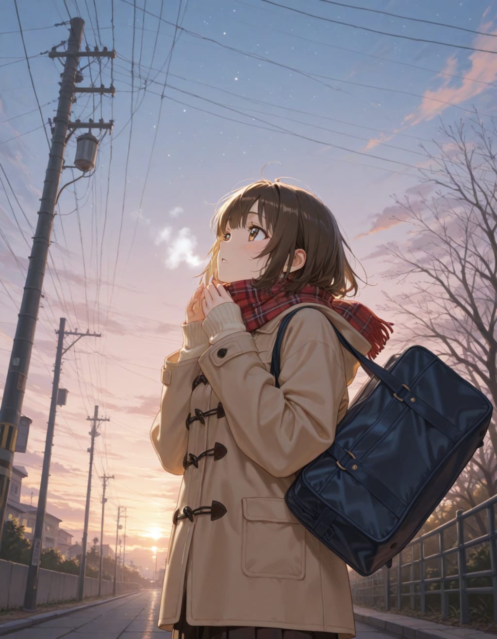 寒い朝、見上げたら星