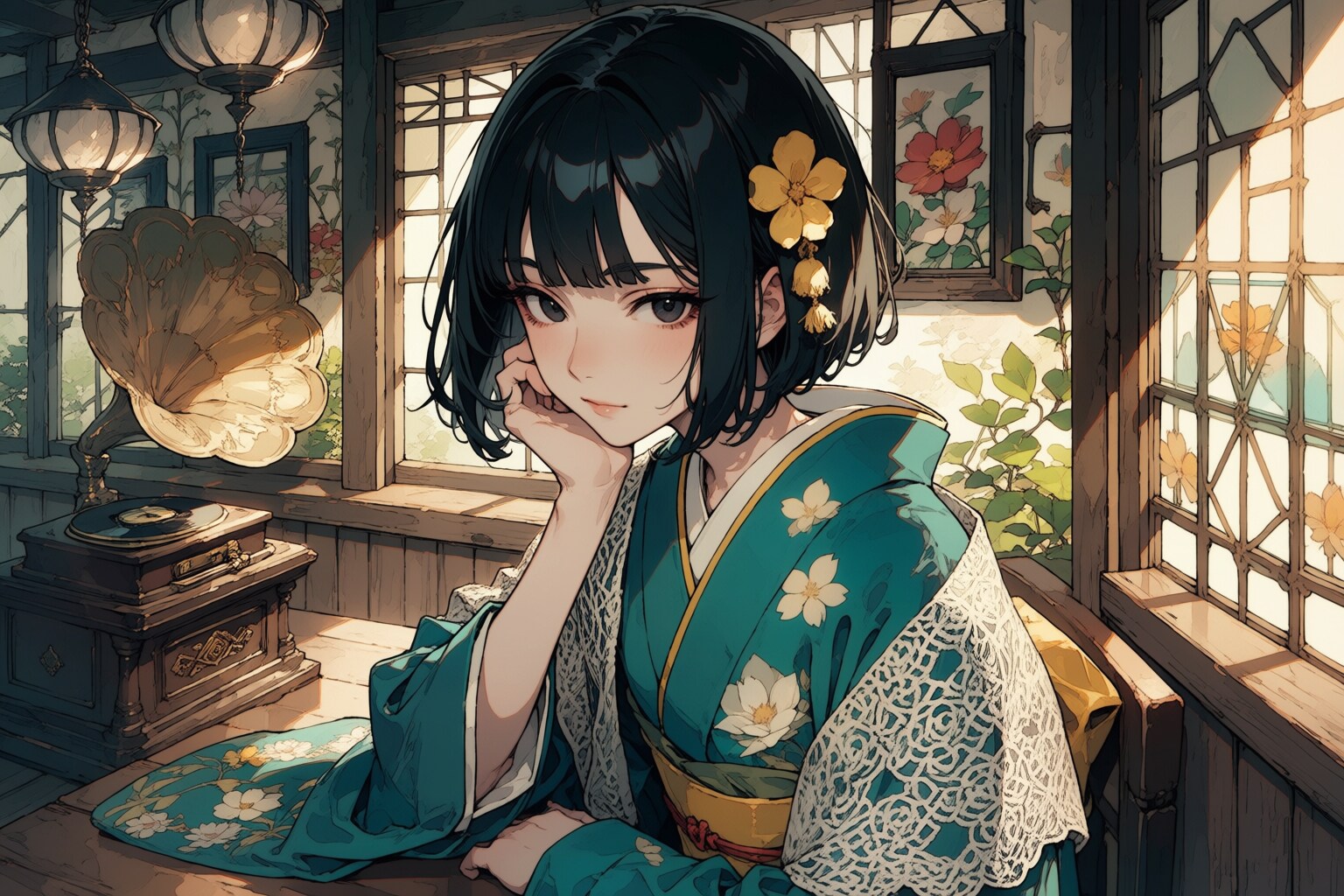 椿と蓄音機