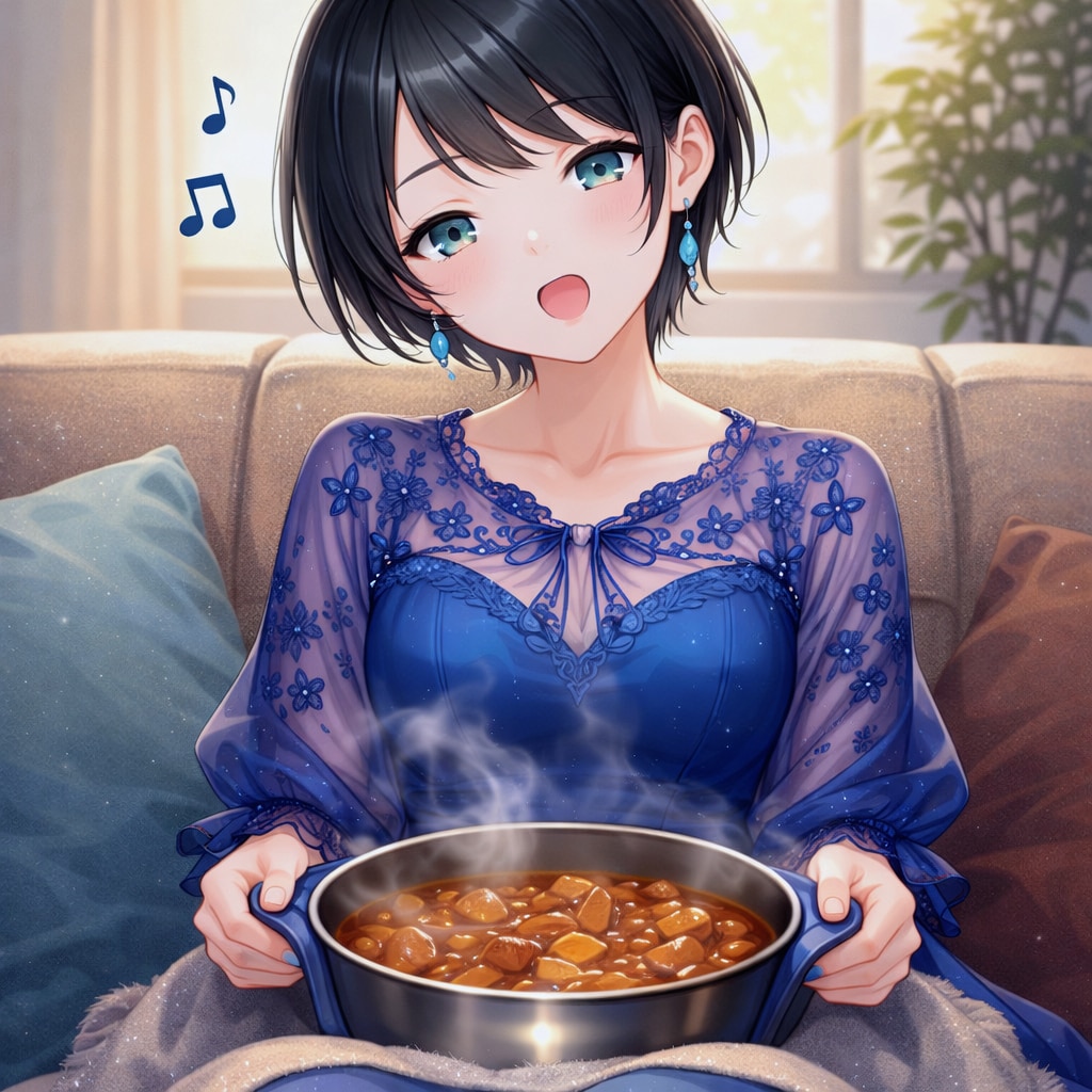 カレーを寝かせる藍音ちゃん