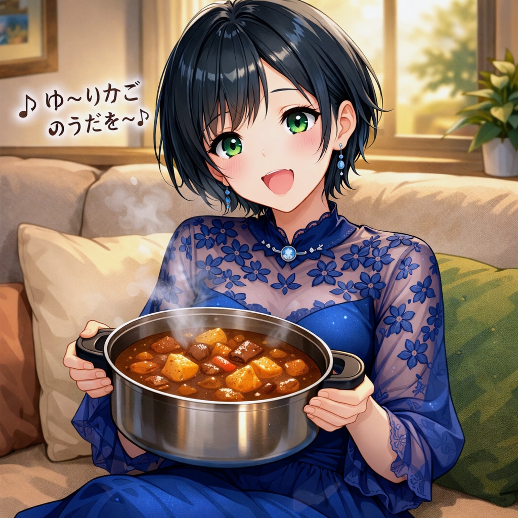 カレーを寝かせる藍音ちゃん