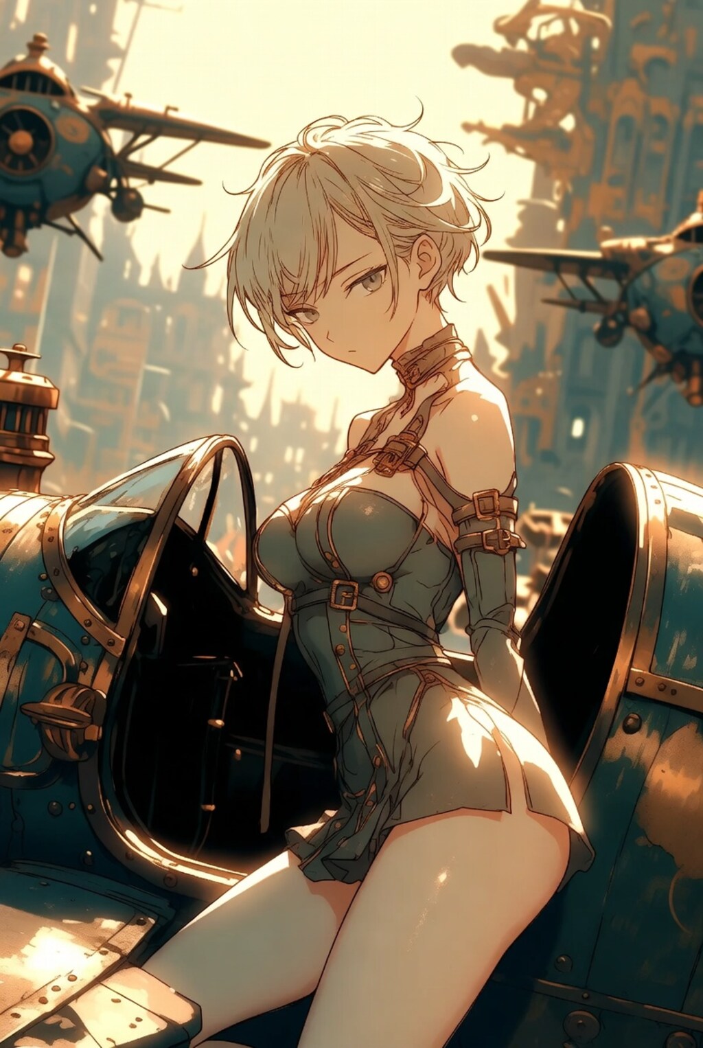 飛行機と美女