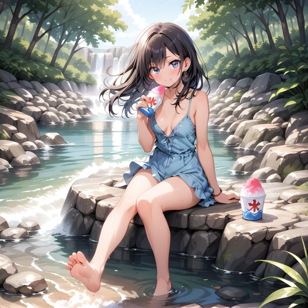 清流で休憩