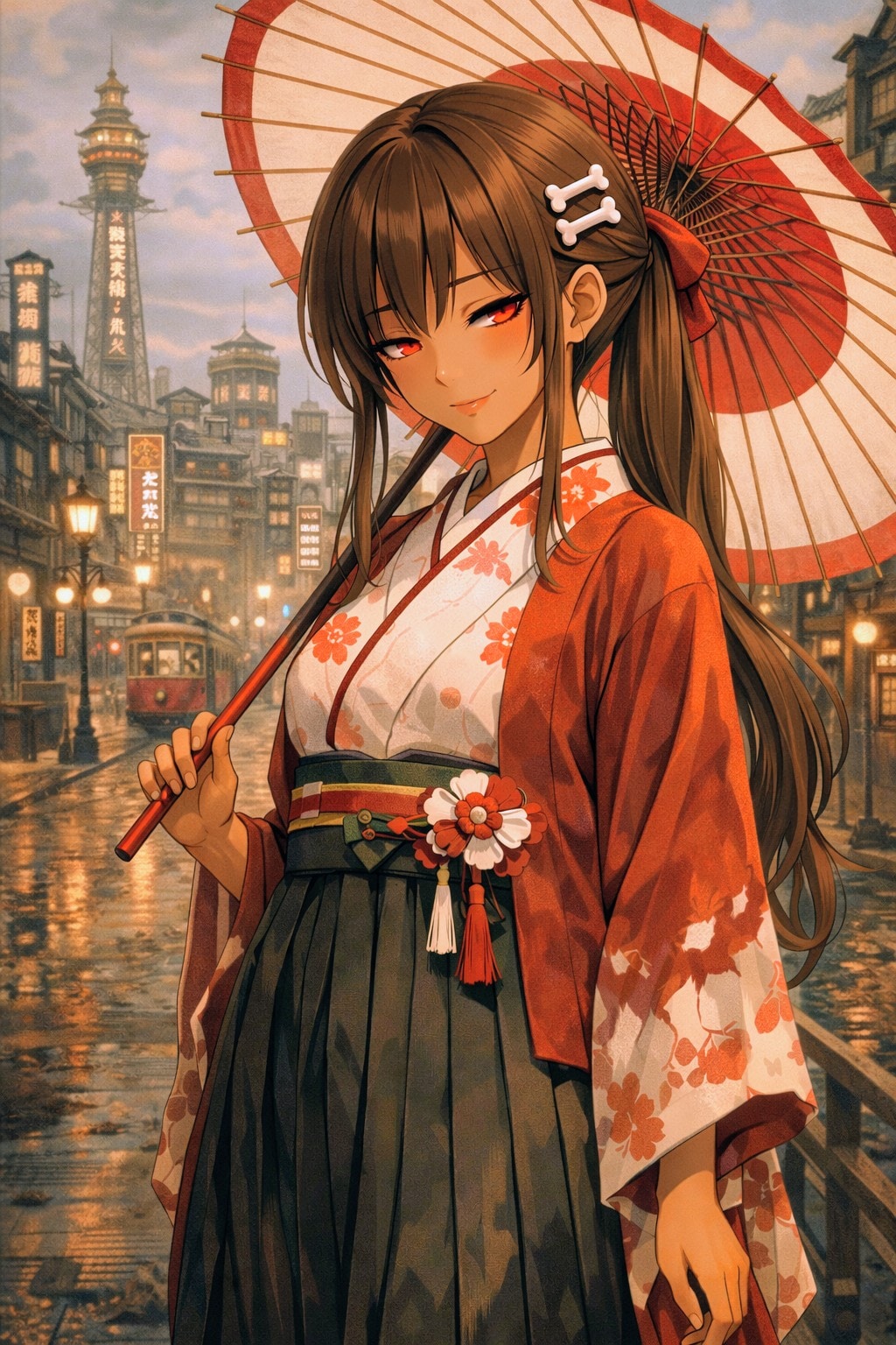 通天閣と大阪市電とおにくちゃん🍖 | の人気AIイラスト・グラビア