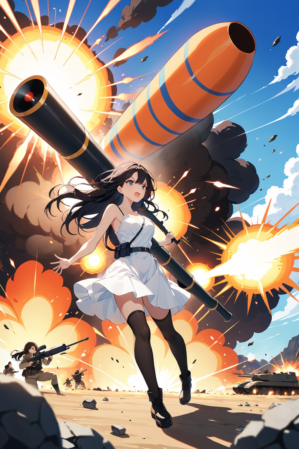 巨大ミサイルで敵要塞を破壊！！ | の人気AIイラスト・グラビア