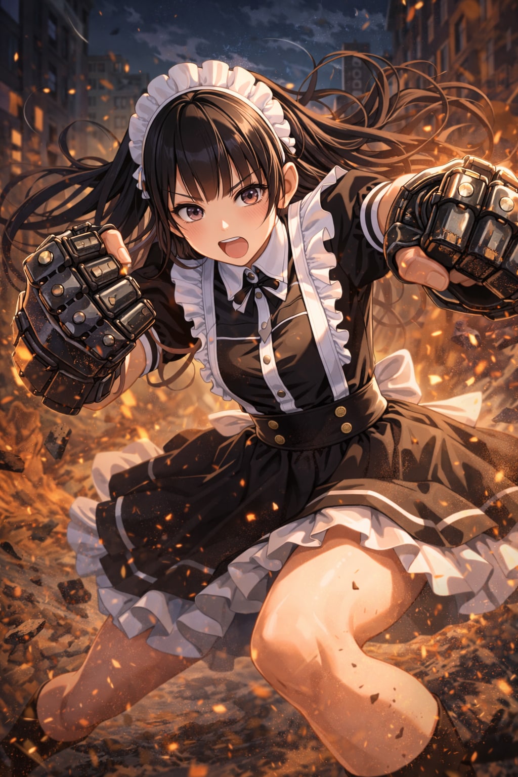 戦うメイドさん-拳ナックル- | の人気AIイラスト・グラビア