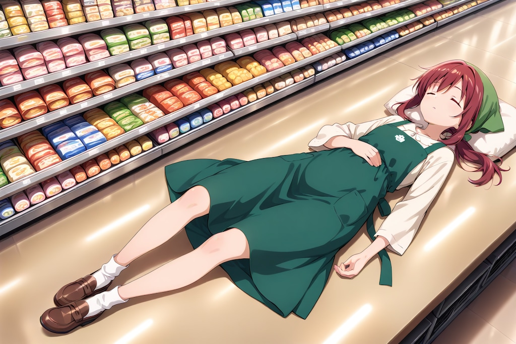 春眠？しているスーパーちちぷいのバイトの娘