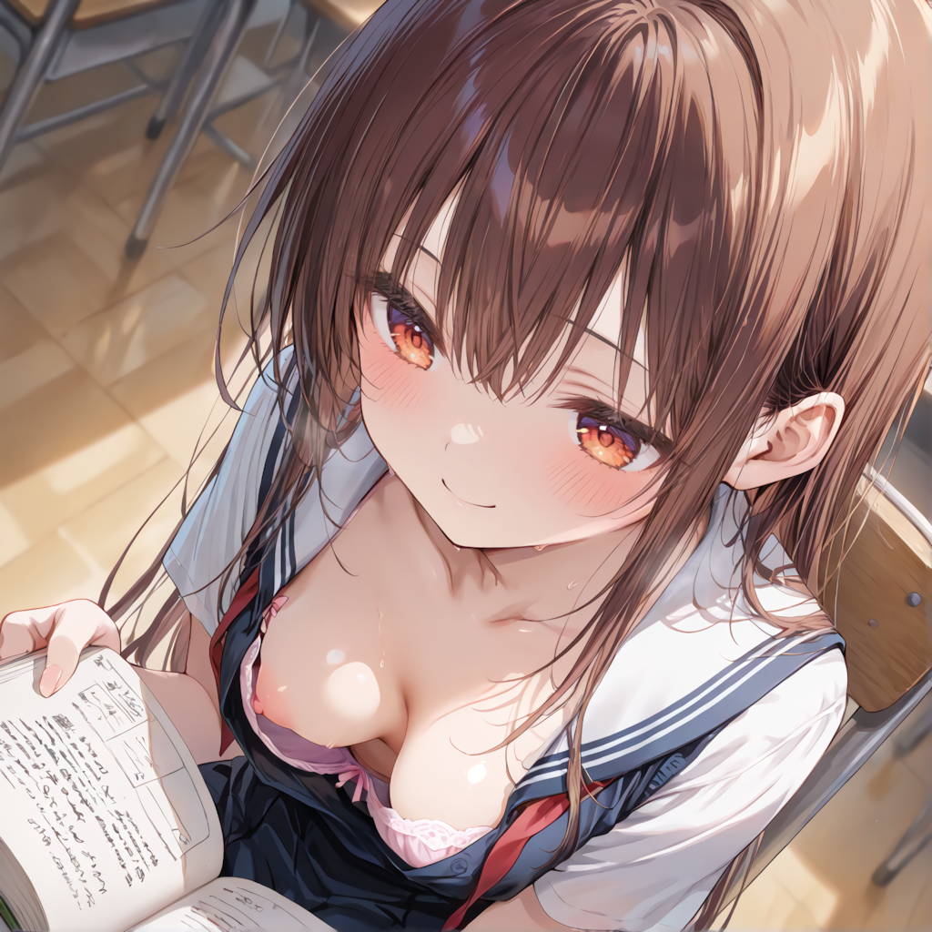 制服胸チラ