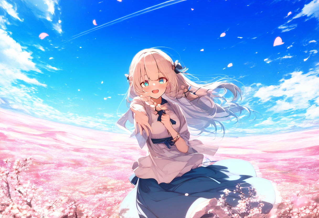 花の絨毯と希望の風 | の人気AIイラスト・グラビア