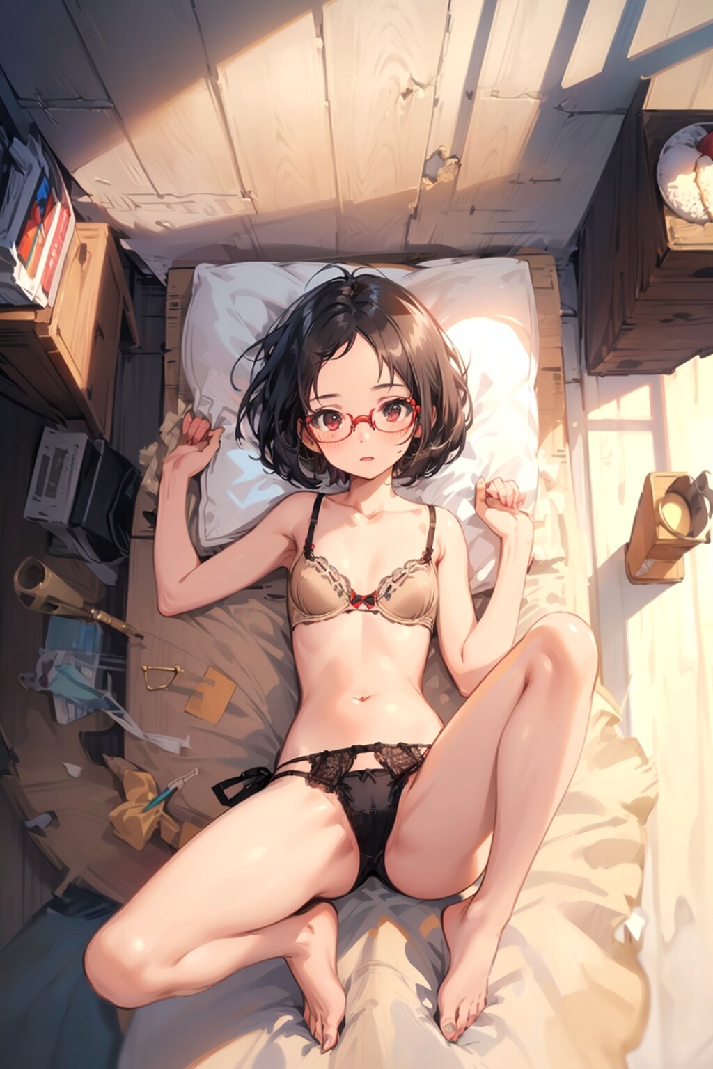 下着の眼鏡っ娘