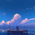 桟橋で　あの人と見る　夏至の空 2枚目