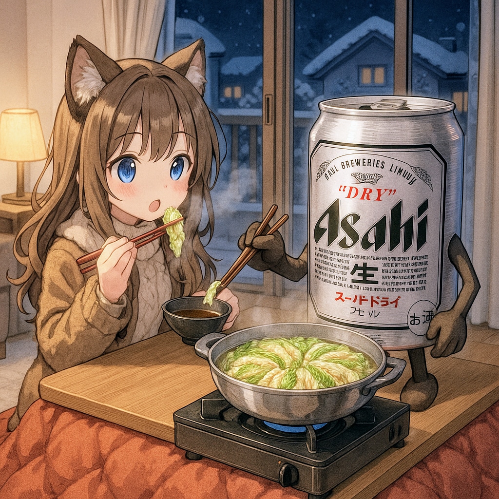 ミルフィーユ鍋を食べる小さな女の子