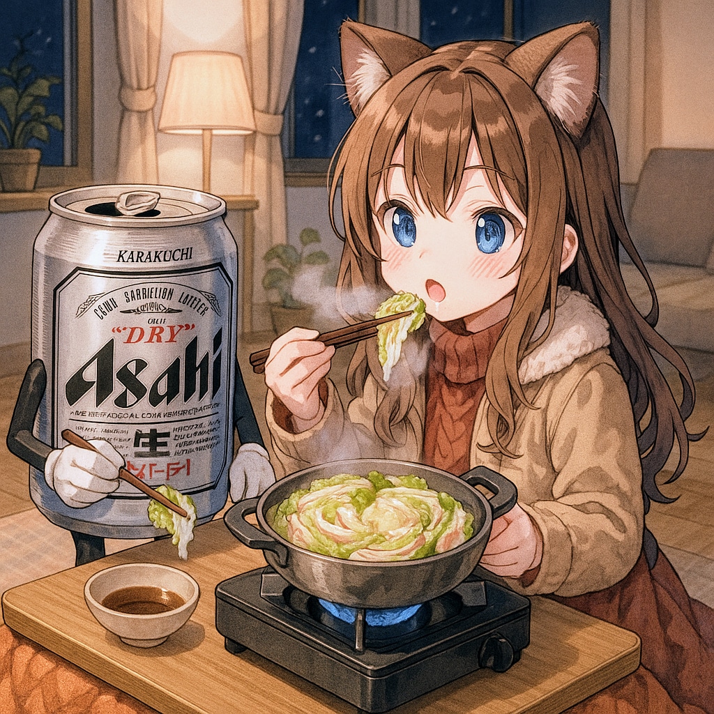 ミルフィーユ鍋を食べる小さな女の子