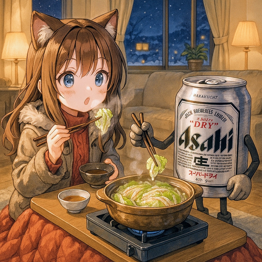 ミルフィーユ鍋を食べる小さな女の子