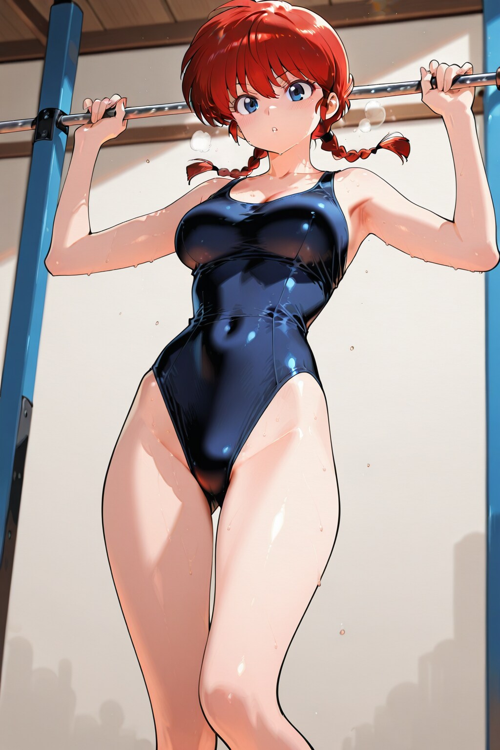 赤髪おさげのスク水情事2