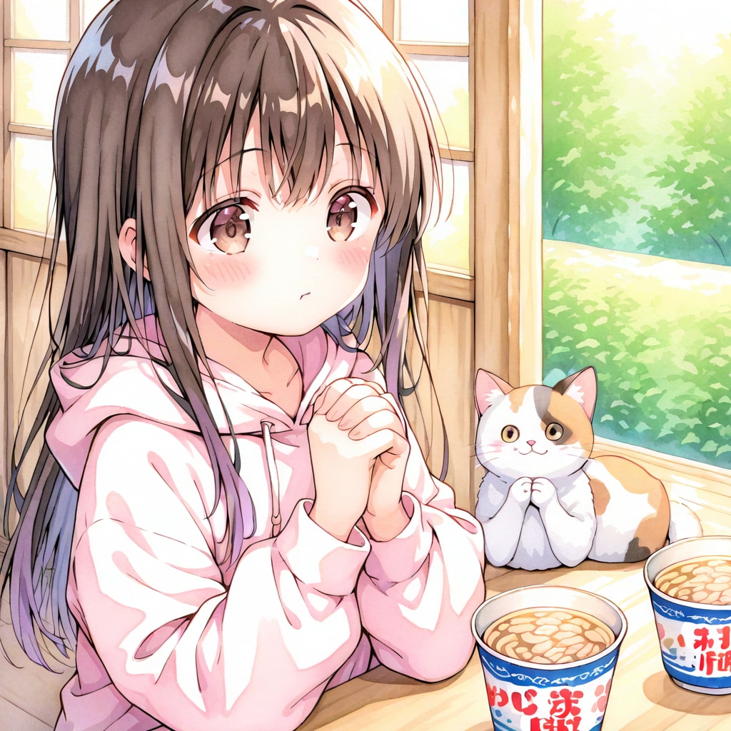 いただきます！（祈り３）カップラーメン | の人気AIイラスト・グラビア