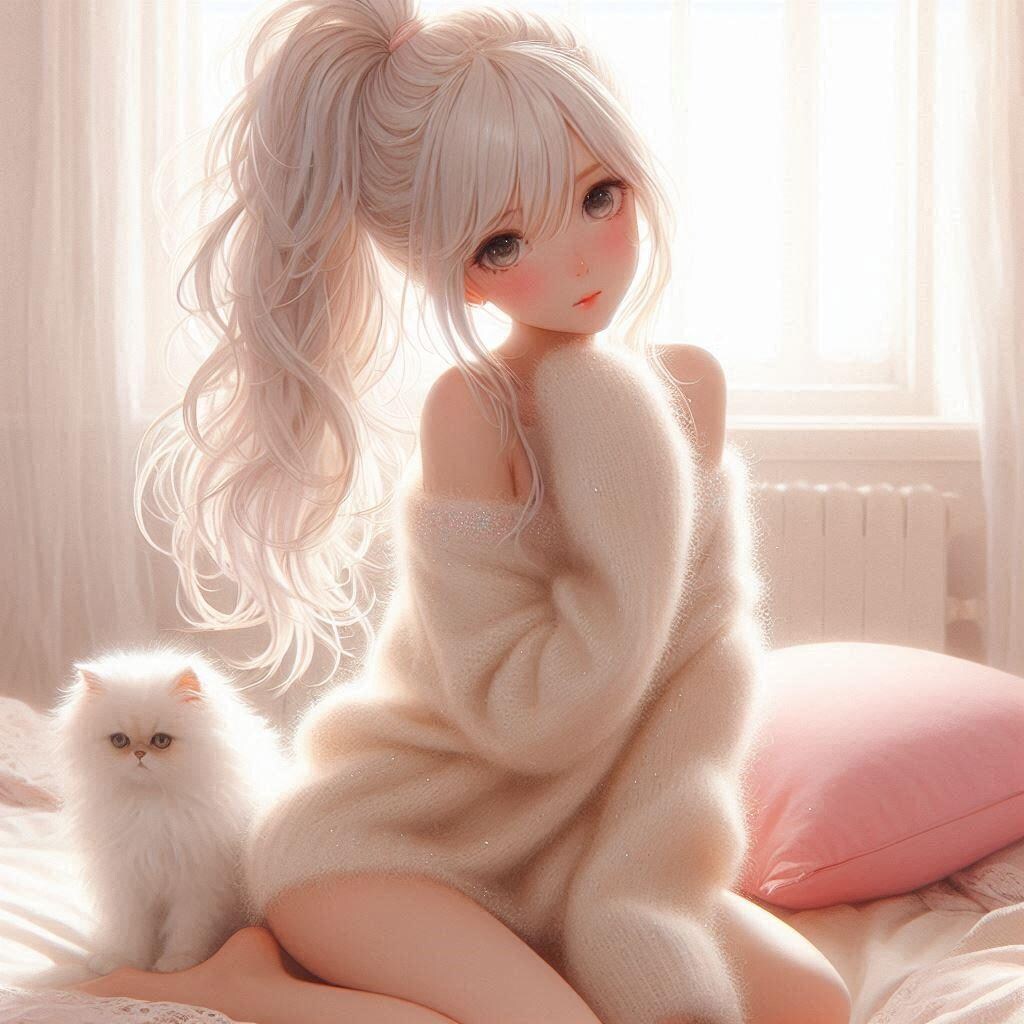 ペルシャ猫と女性