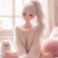 ペルシャ猫と女性 2枚目