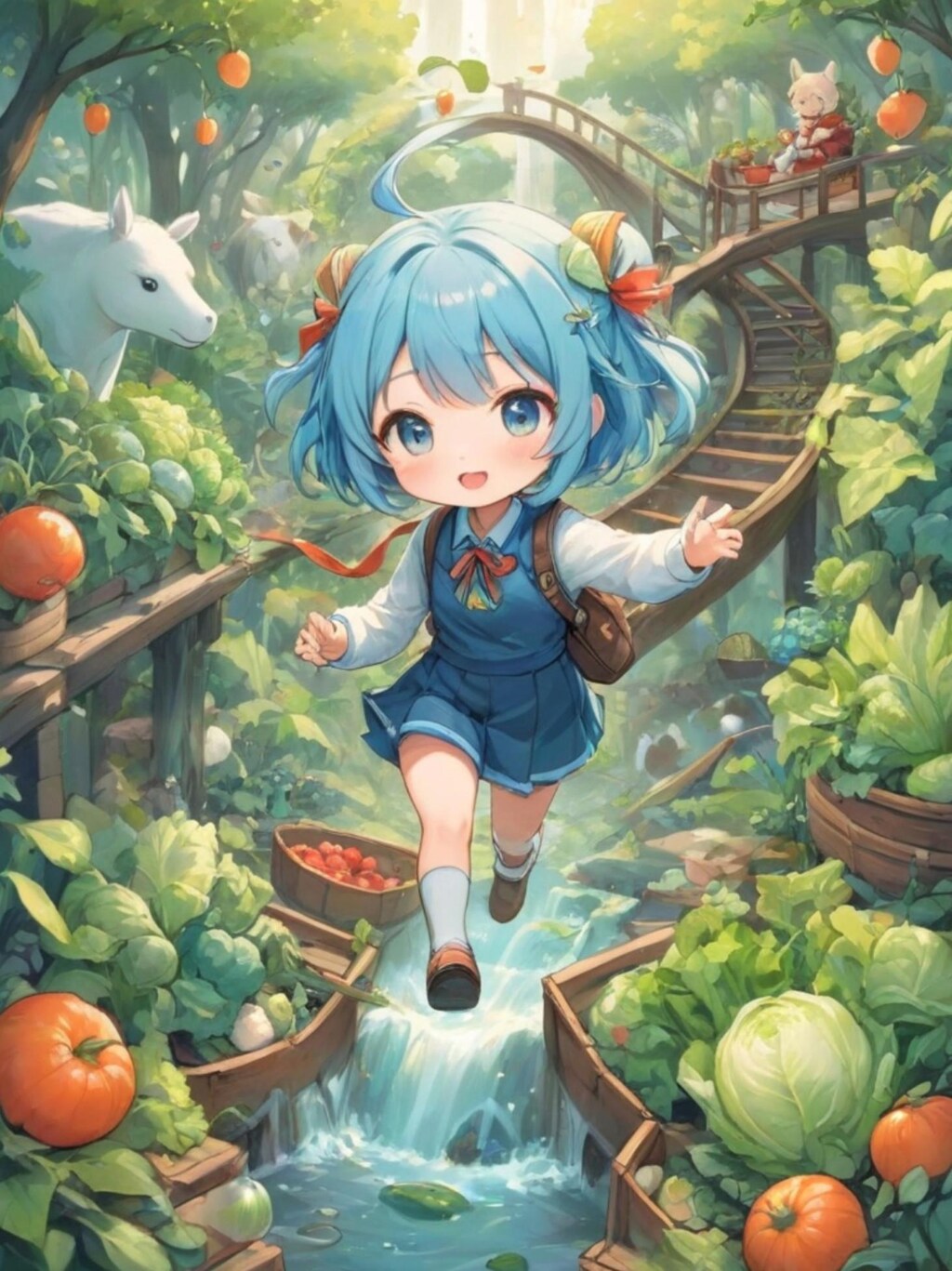 野菜と青髪ちゃん