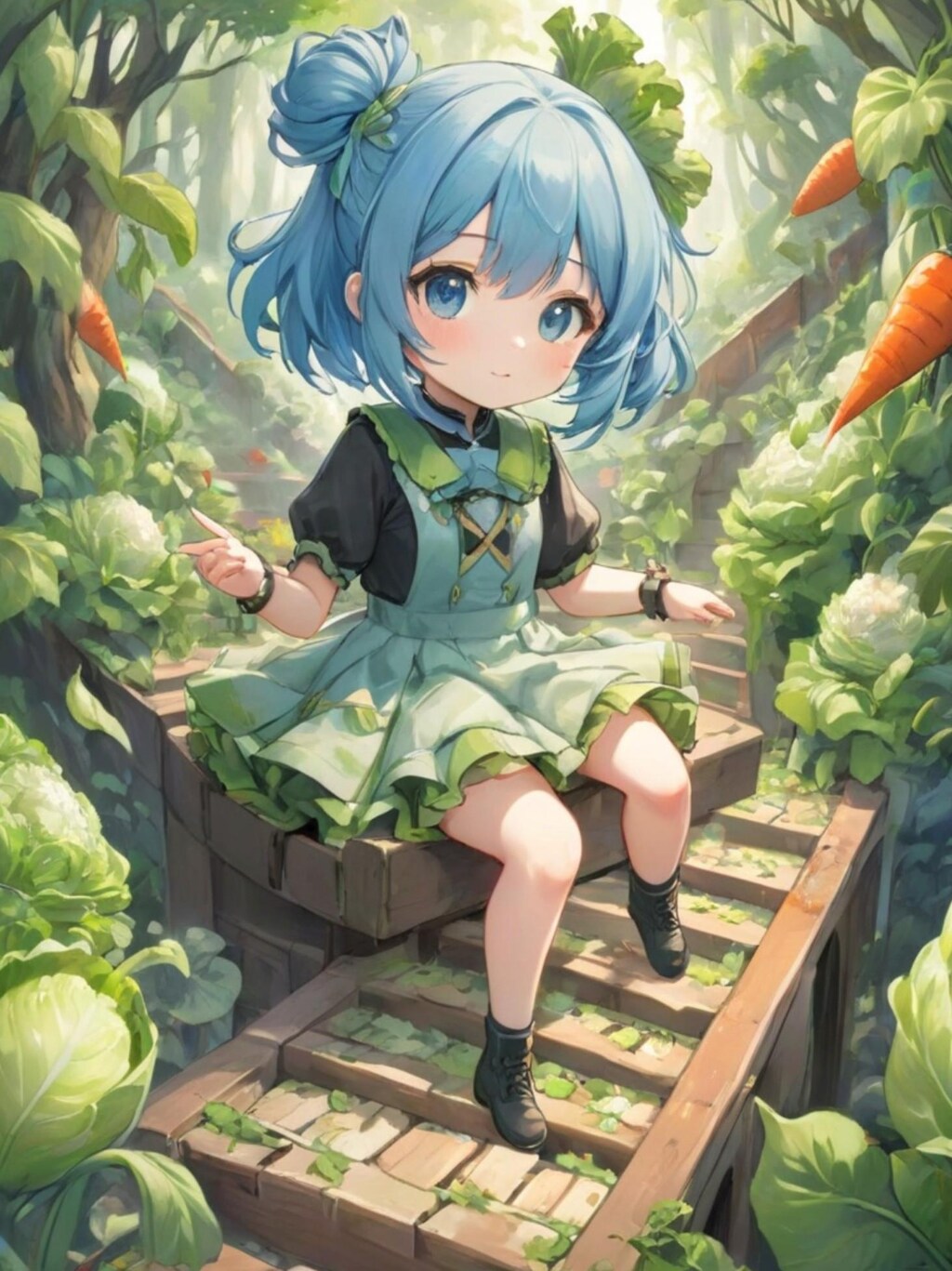 野菜と青髪ちゃん