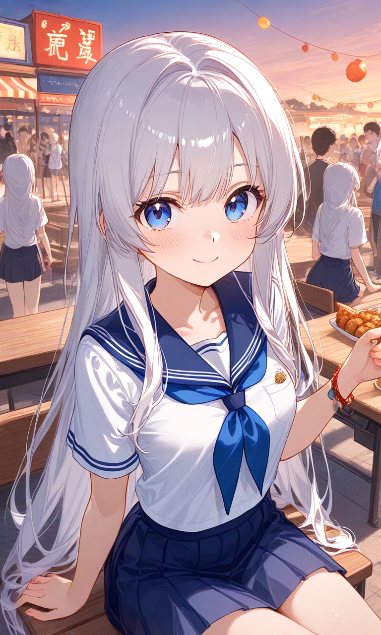 白髪ロングJK | の人気AIイラスト・グラビア