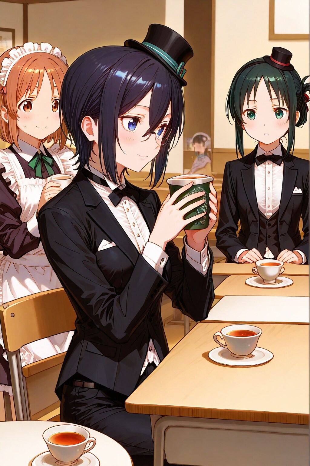 黒の装いと紅茶の魔法