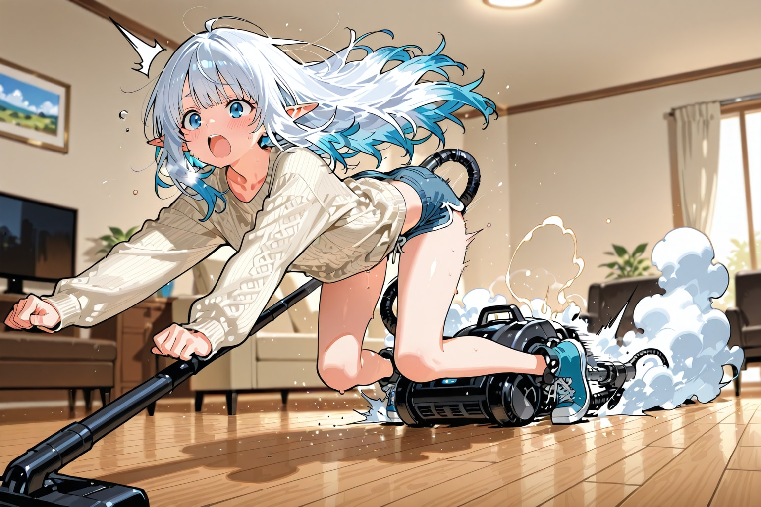 大掃除中のエルフの女の子 | の人気AIイラスト・グラビア