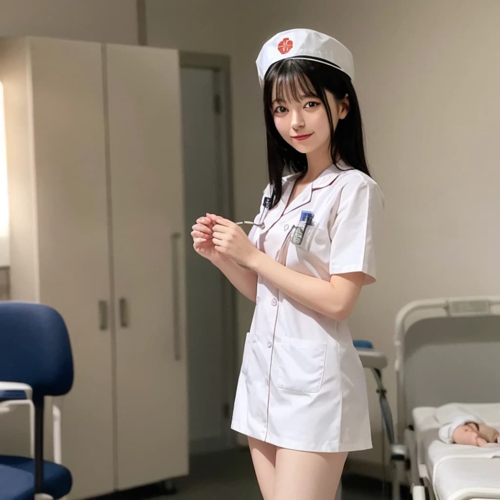 黒髪ロングで白衣の美女１９９