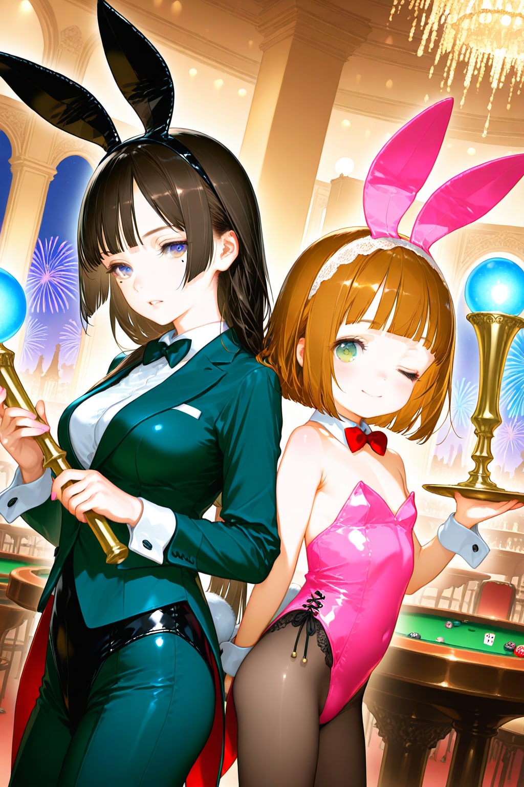 バニーガール衣装で美咲さんの会社PR用の撮影に励む美希ちゃん❤️美咲さん❤️母娘です❤️