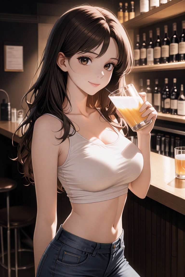 バーカウンターの美女