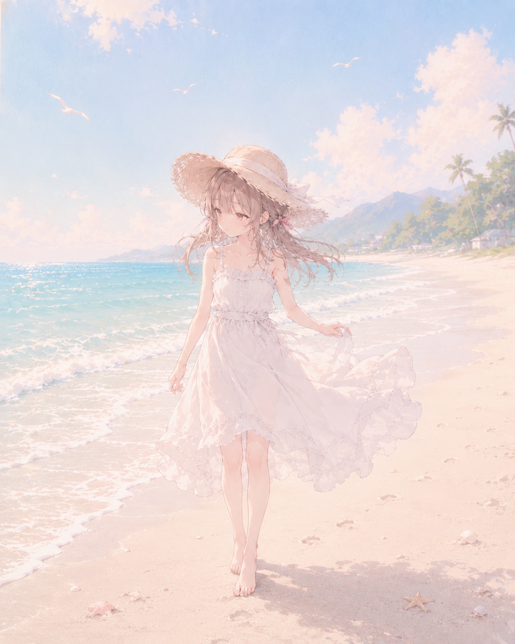 砂浜と少女