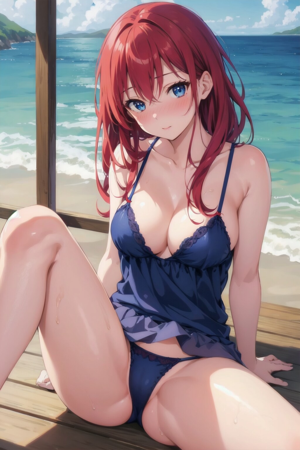 海辺でセクシーなお姉さん