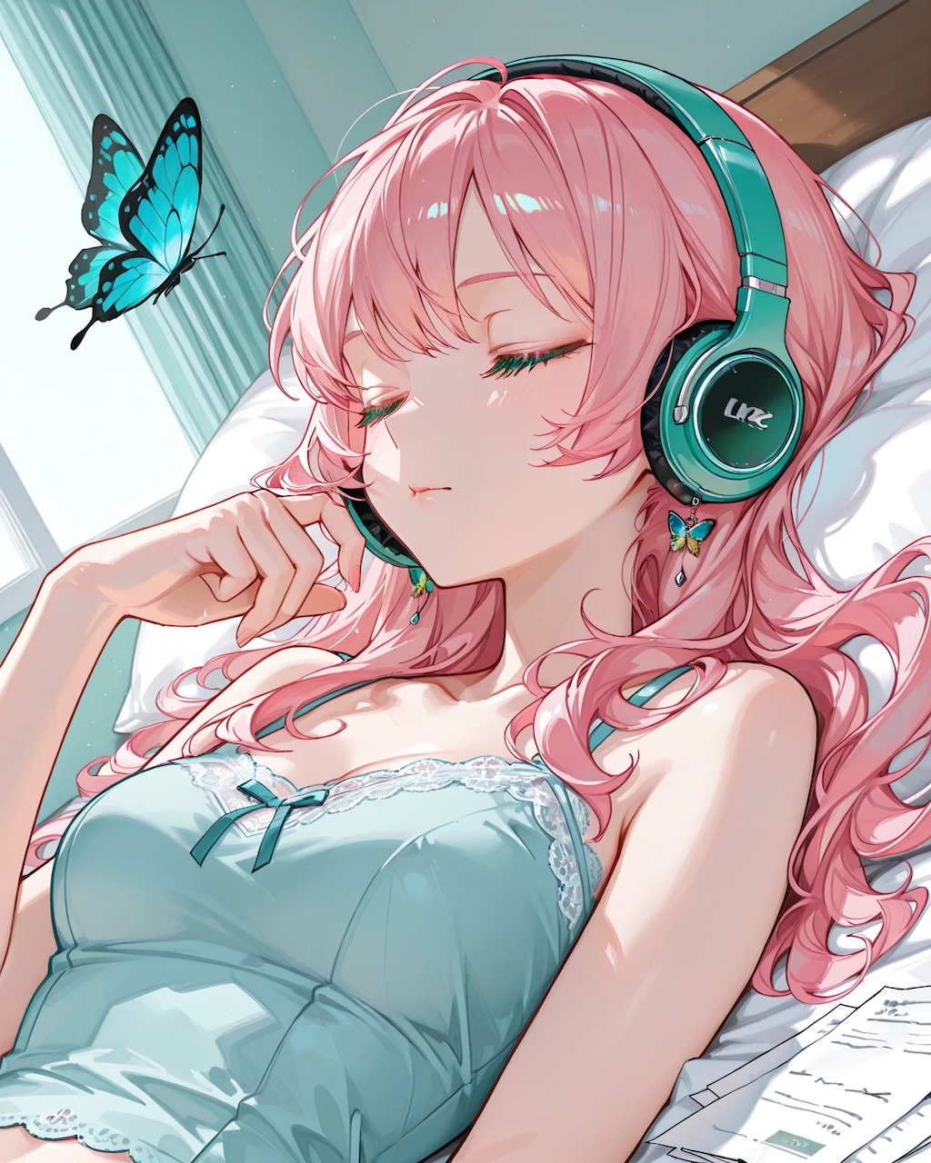 ヘッドフォンで音楽聴きながら...