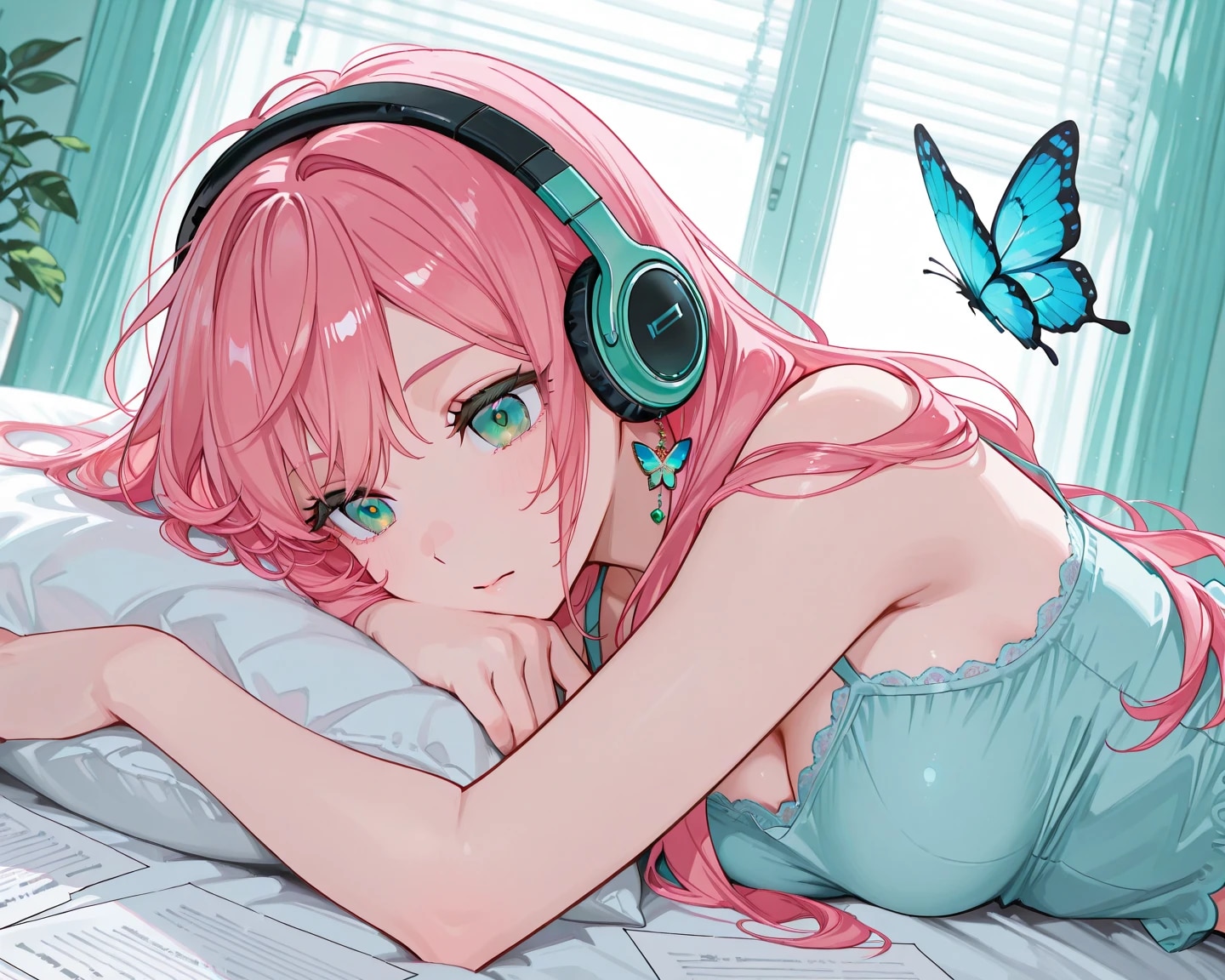 ヘッドフォンで音楽聴きながら...