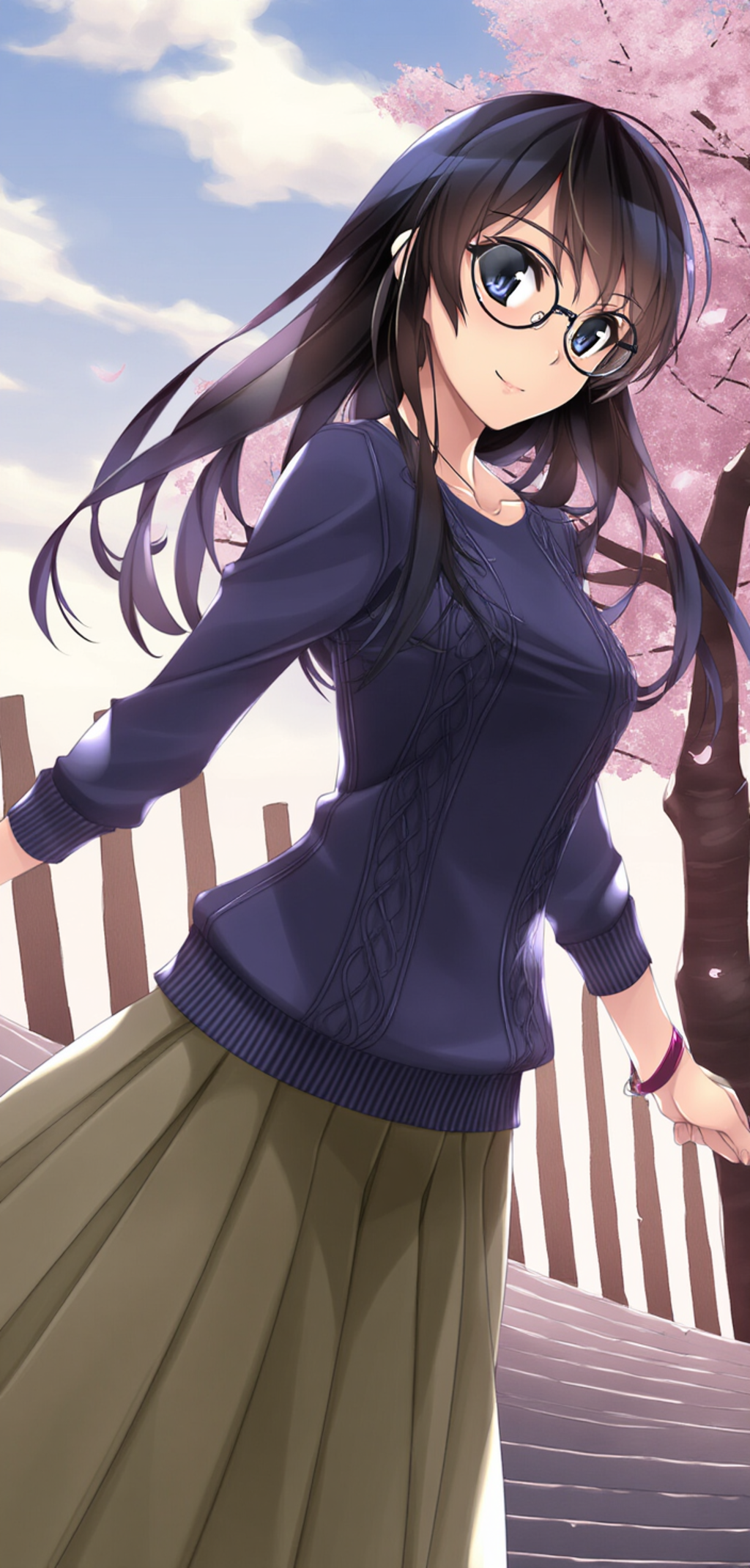 long skirt, row of cherry trees - 2