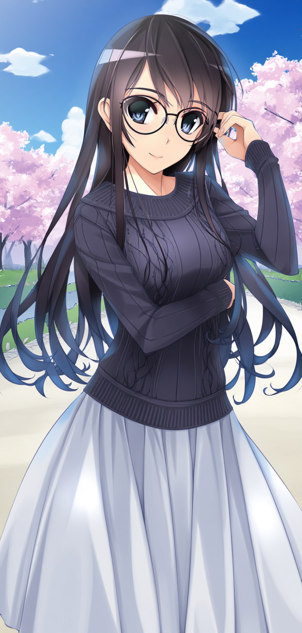 long skirt, row of cherry trees - 2