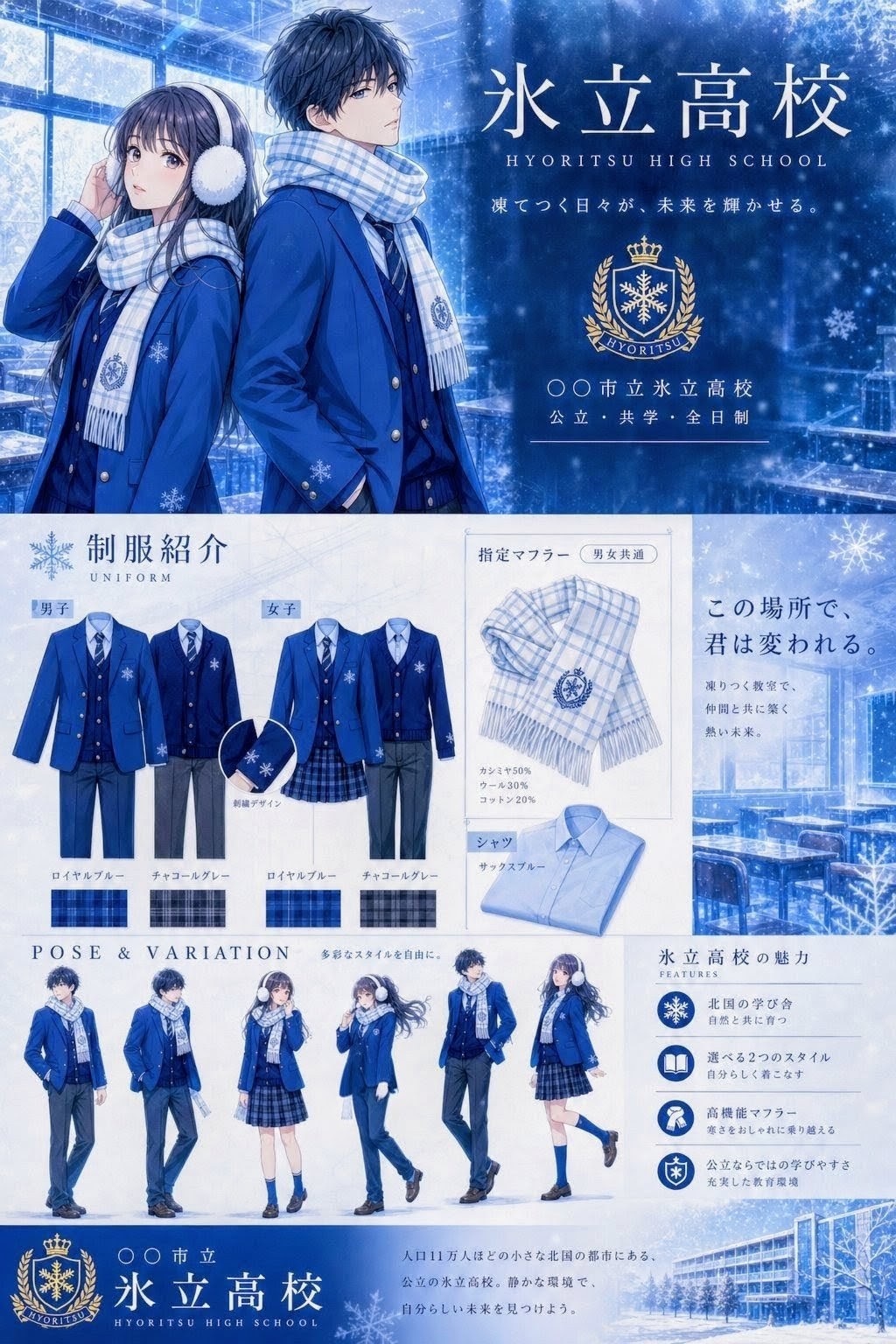 氷立高校 制服紹介　&　学校案内ポスター