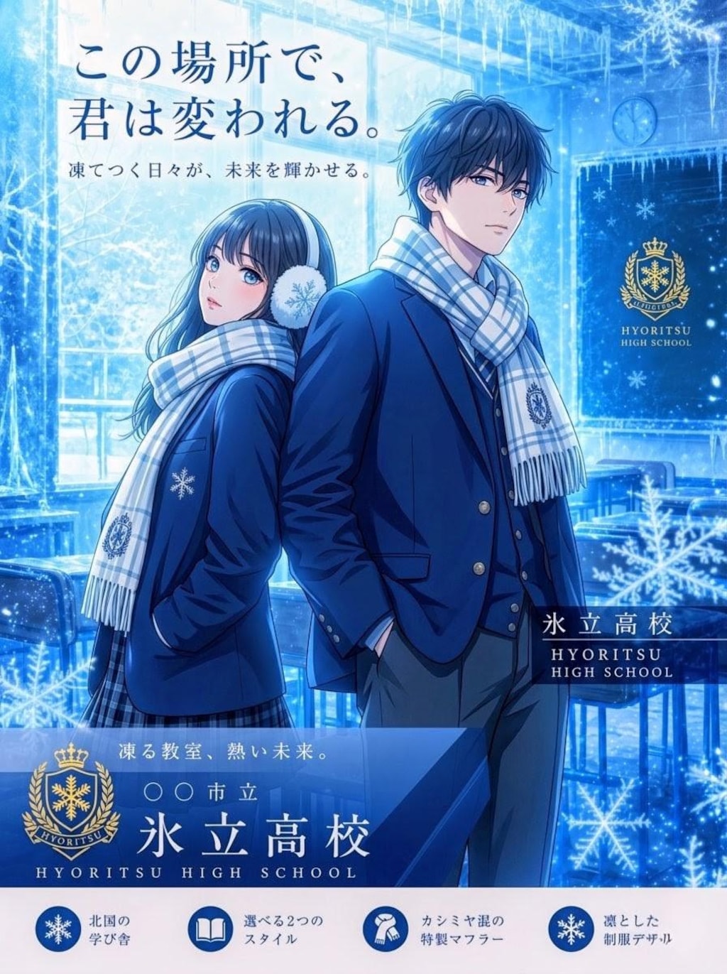 氷立高校 制服紹介　&　学校案内ポスター