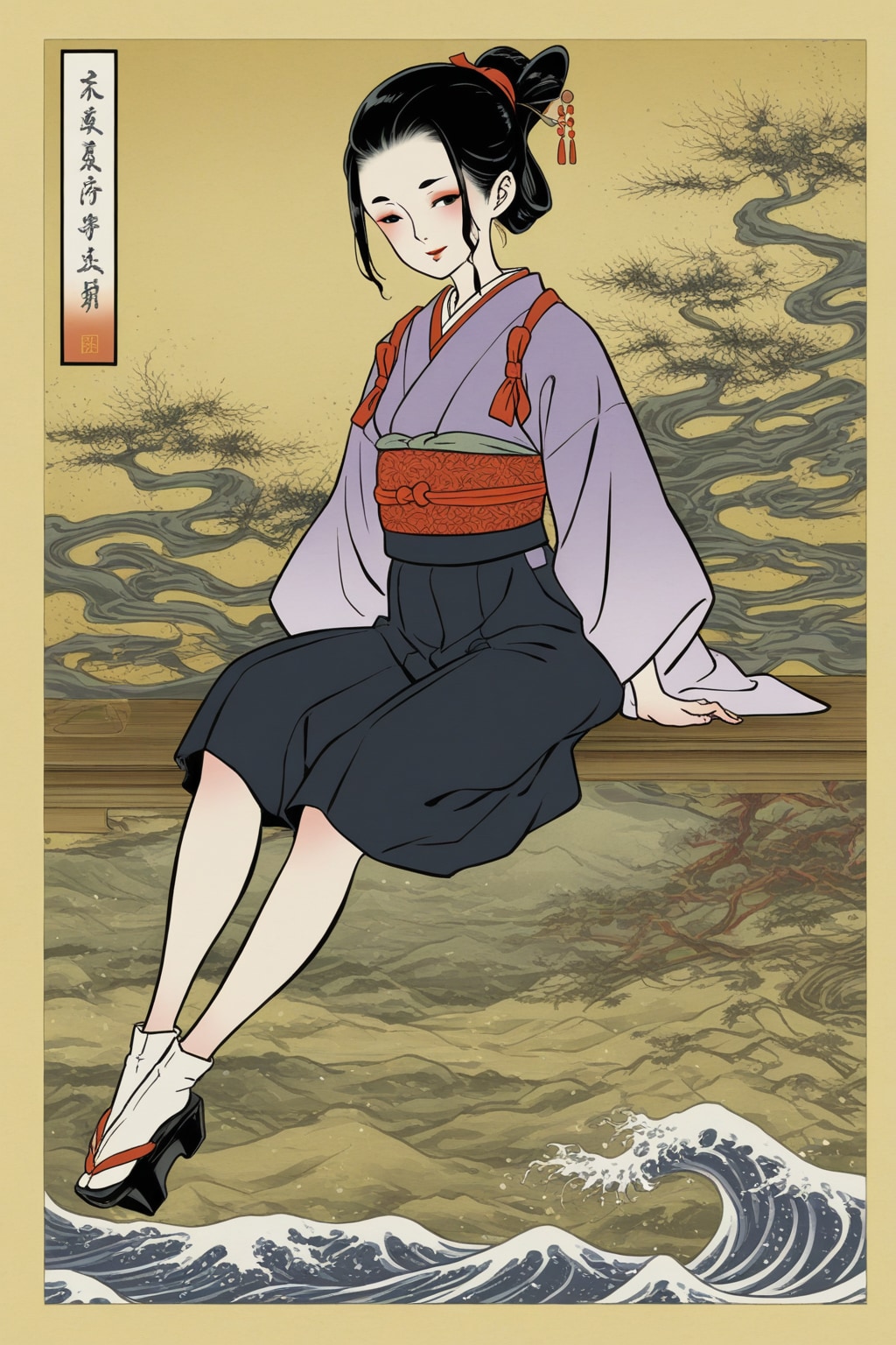 浮世絵調の清楚な美人画