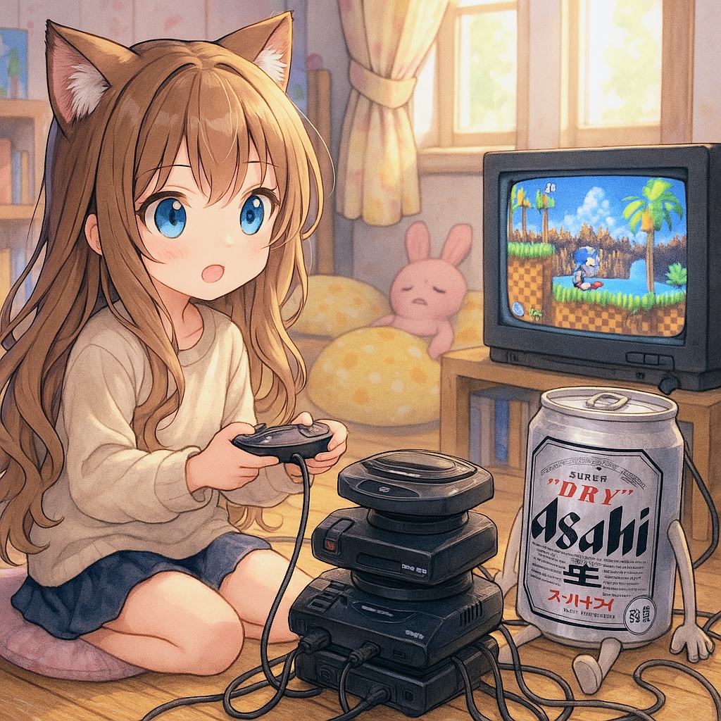 メガドラタワーで遊ぶ小さな女の子