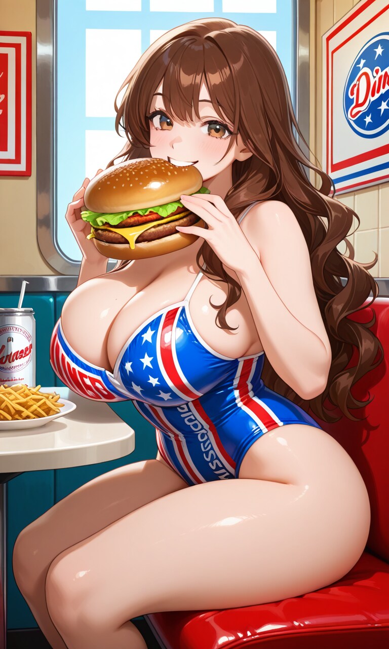 ハンバーガーとバドワイザーガール震堂千秋