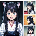 ホラー映画で脅かし顔を研究する化け猫ちゃん再び！会心の脅かし顔を姉妹に見せるも”プリティー”と言われてしまう💦（AIちゃんお任せ漫画） 2枚目