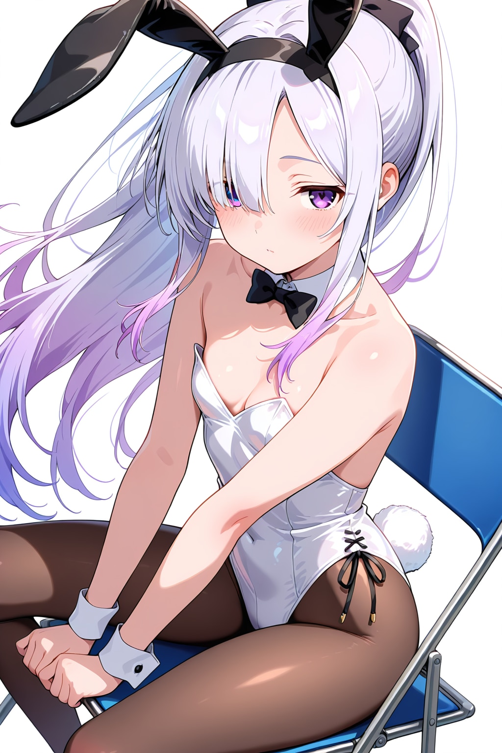 メカクレ薄紫髪ちゃん33『パイプ椅子+座り』