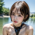 ラテックス水着でポロリ 12枚目