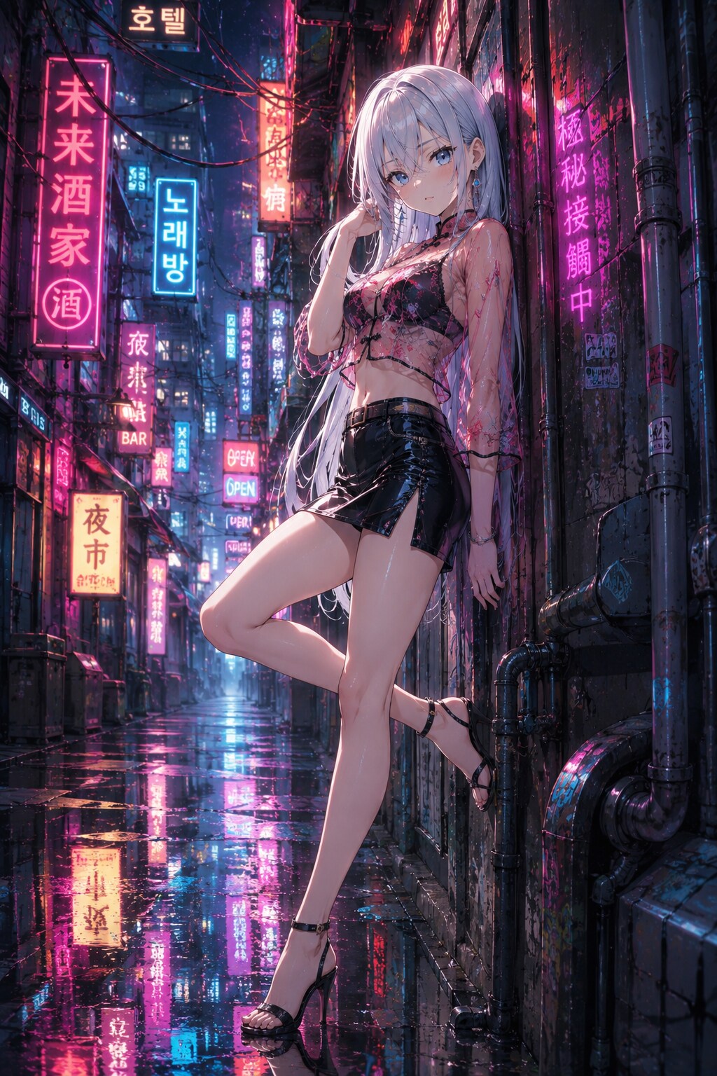 究極シリーズ 【6月：サイバーパンク・アジアン横丁の密会】いせれべカレンダー ユティVer. | の人気AIイラスト・グラビア