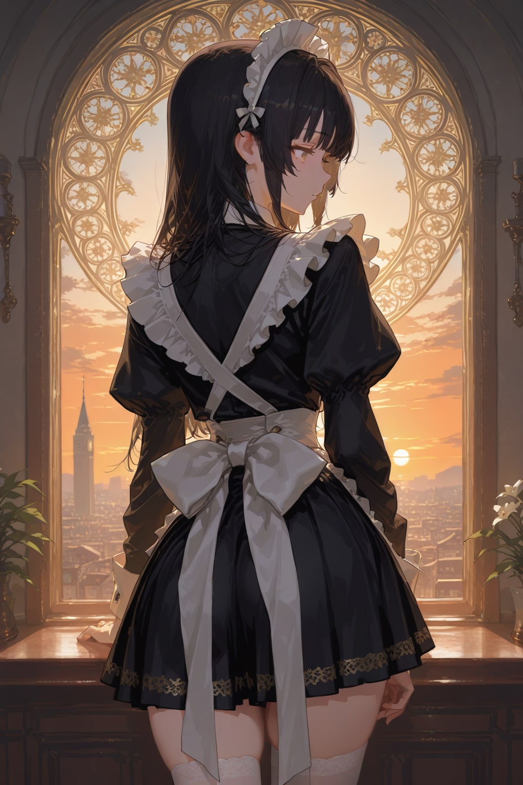 夕暮に佇むメイド