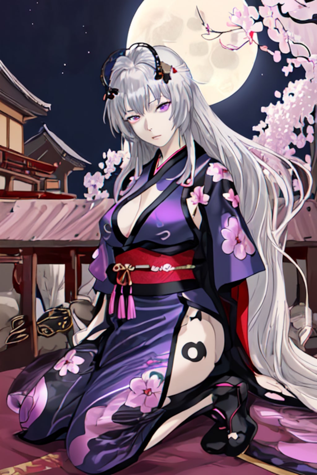 夜桜　少女