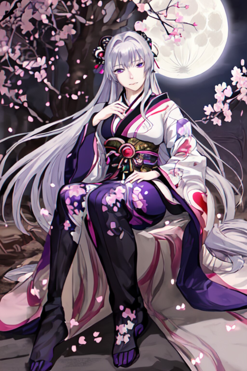 夜桜　少女