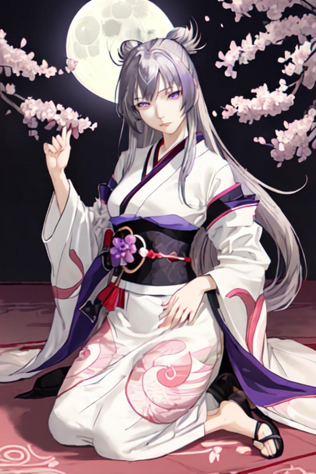 夜桜　少女