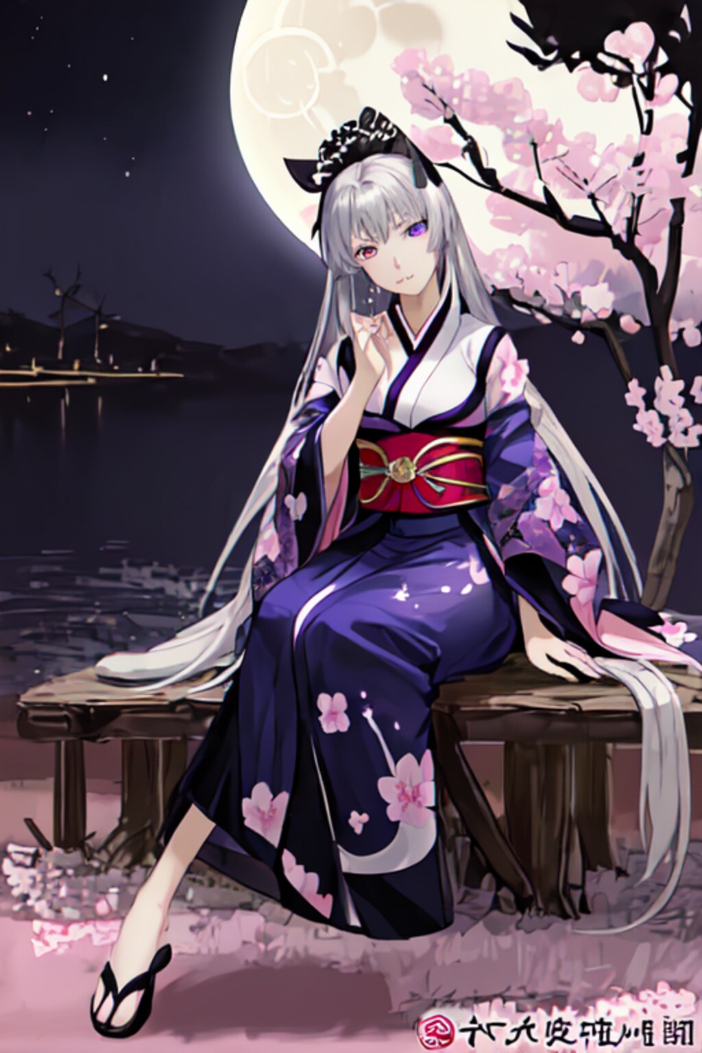 夜桜　少女